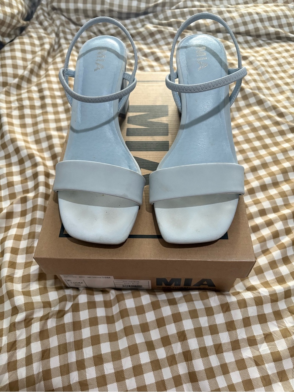MIA Women's Baby Blue Strappy Block Heel Sandals